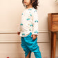 Polka Tots Full Sleeves Car Embroidery Baby Angrakha Top With Dhoti - Cream