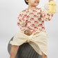 Polka Tots Full Sleeves Camel Print Angrakha Top With Dhoti - Cream