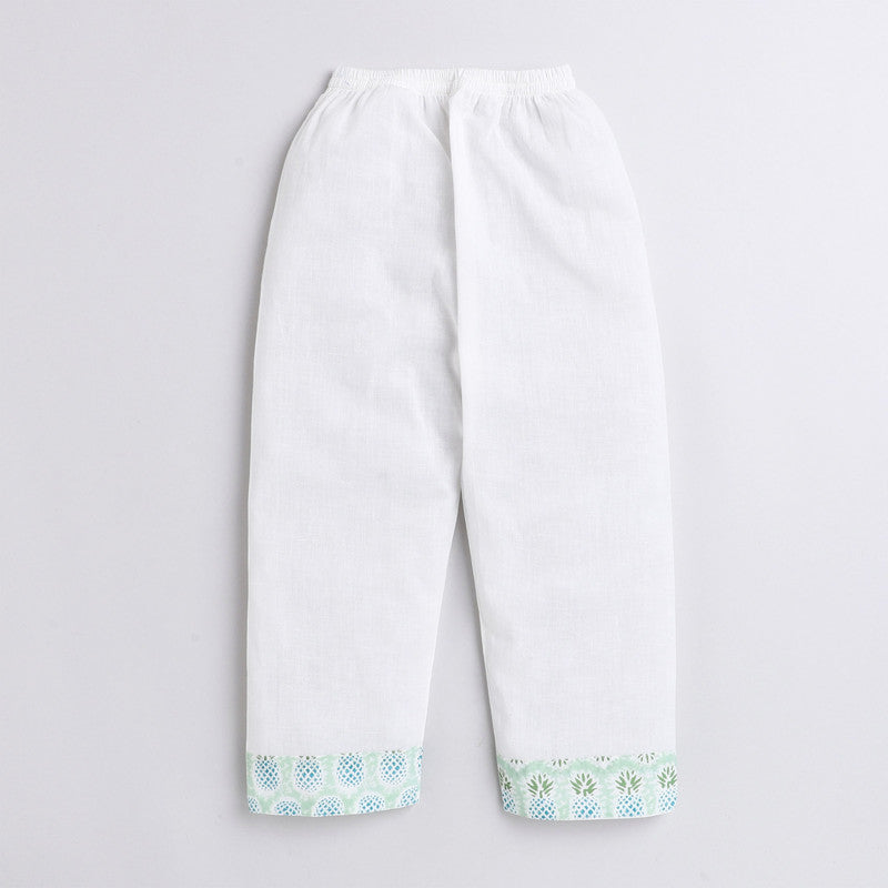 Polka Tots Full Sleeves Baby Night Wear Pineapple Kurta Pyjama - Green - Laadlee