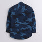 Polka Tots Full Sleeves Baby Shirt Military Print Camouflage Patch - Blue