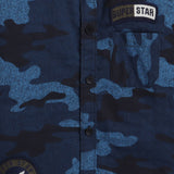 Polka Tots Full Sleeves Baby Shirt Military Print Camouflage Patch - Blue - Laadlee