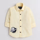Polka Tots Full Sleeves Baby Shirt Space Journey Embroidery - Yellow