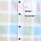 Polka Tots Full Sleeves Big Check Shirt With Blah Blah Pocket Print - Cream and Green
