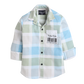 Polka Tots Full Sleeves Big Check Baby Shirt With Polka Tots Pocket Print - Cream and Green