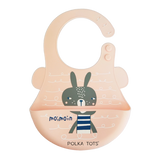 Polka Tots Waterproof Silicone Bibs with Pocket and Adjustable Snaps - Bunny - Laadlee