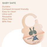 Polka Tots Waterproof Silicone Bibs with Pocket and Adjustable Snaps - Bunny - Laadlee