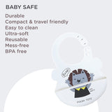 Polka Tots Waterproof Silicone Bibs with Pocket and Adjustable Snaps - Lion - Laadlee