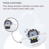 Polka Tots Waterproof Silicone Bibs with Pocket and Adjustable Snaps - Lion - Laadlee