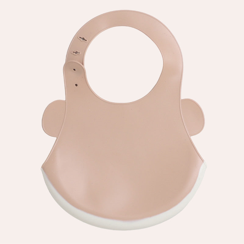 Polka Tots Waterproof Silicone Bibs with Pocket and Adjustable Snaps Car - Light Brown - Laadlee