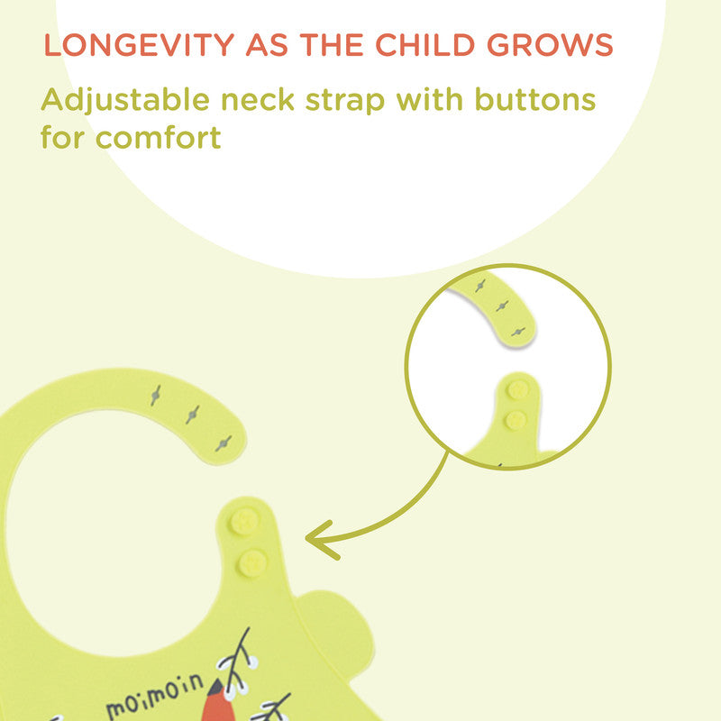 Polka Tots Waterproof Silicone Bibs with Pocket and Adjustable Snaps - Fox - Laadlee