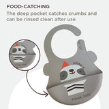 Polka Tots Waterproof Silicone Bibs with Pocket and Adjustable Snaps - Sloth - Laadlee