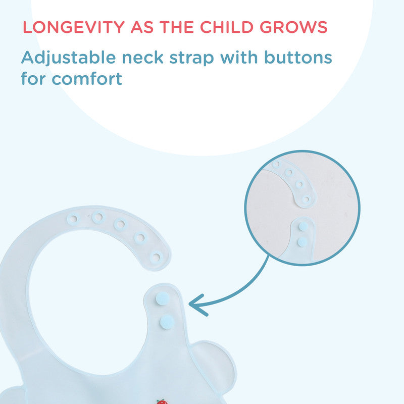 Polka Tots Waterproof Silicone Bibs with Pocket and Adjustable Snaps - Strawberry Man - Laadlee