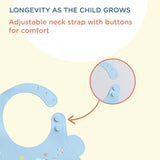 Polka Tots Waterproof Silicone Bibs with Pocket and Adjustable Snaps - Spaceship - Laadlee