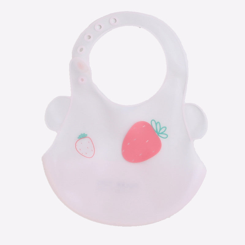 Polka Tots Waterproof Silicone Bibs with Pocket and Adjustable Snaps - Strawberry - Laadlee