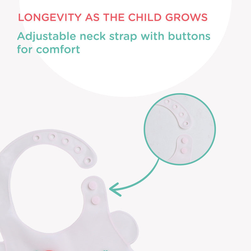 Polka Tots Waterproof Silicone Bibs with Pocket and Adjustable Snaps - Strawberry - Laadlee