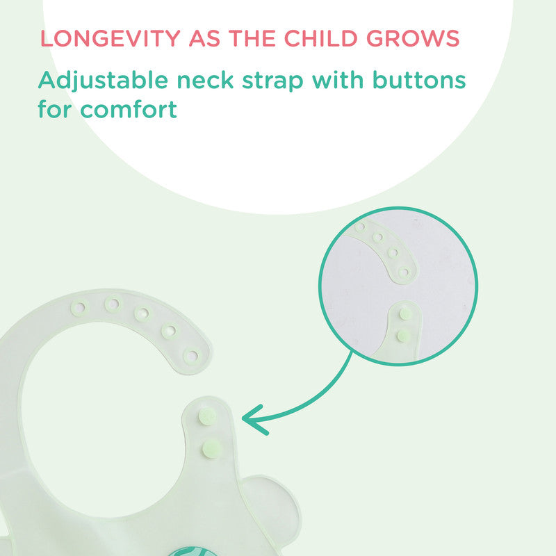 Polka Tots Waterproof Silicone Bibs with Pocket and Adjustable Snaps - Watermelon - Laadlee