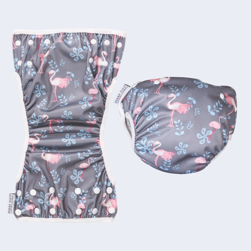 Polka Tots Reusable Swim Diaper - Flamingo - Laadlee