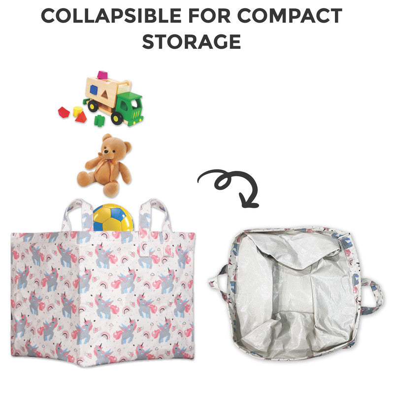 Polka Tots Toy Storage Canvas Box - Unicorn - Laadlee