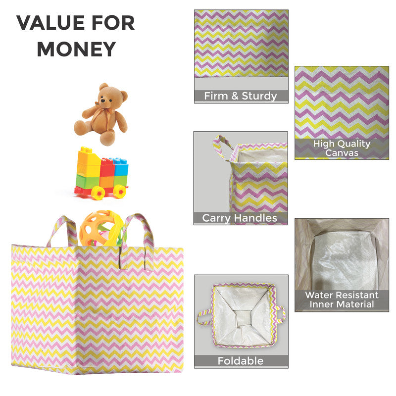 Polka Tots Toy Storage Canvas Box - Zic Zac - Laadlee