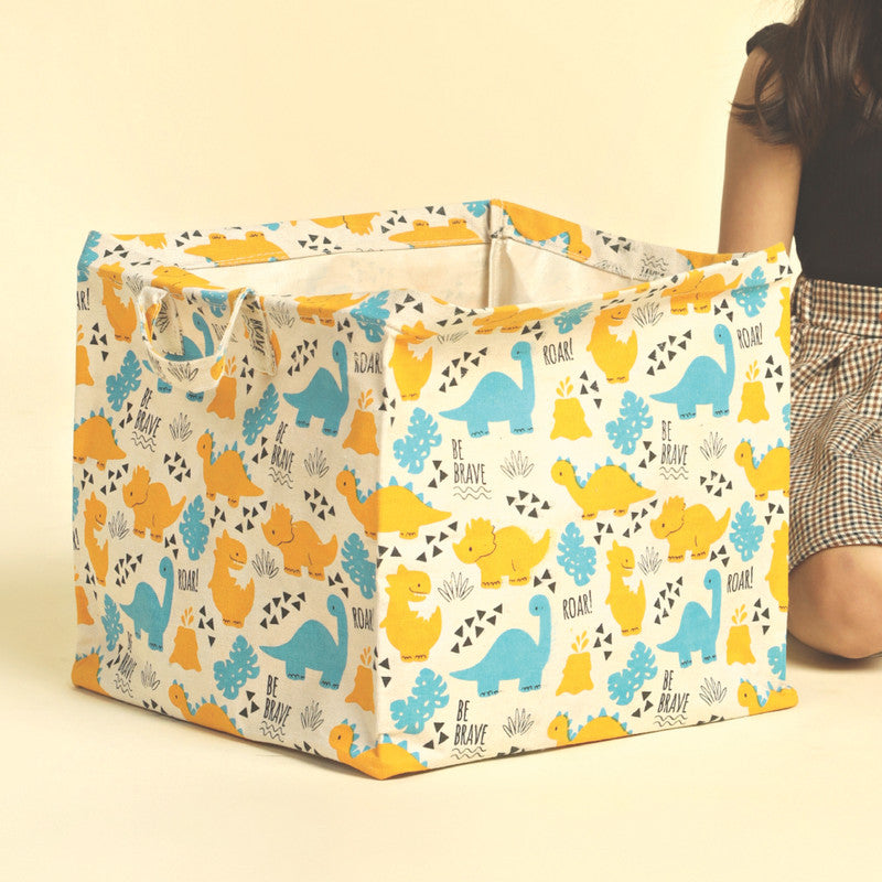 Polka Tots Toy Storage Canvas Box - Baby Dinosaur - Laadlee