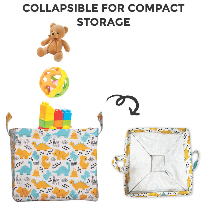 Polka Tots Toy Storage Canvas Box - Baby Dinosaur - Laadlee