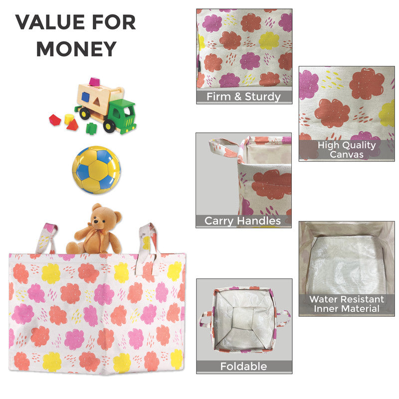 Polka Tots Toy Storage Canvas Box - Cloud - Laadlee