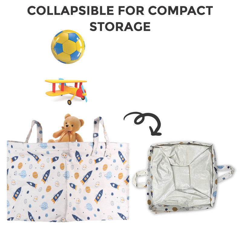 Polka Tots Toy Storage Canvas Box - Space - Laadlee