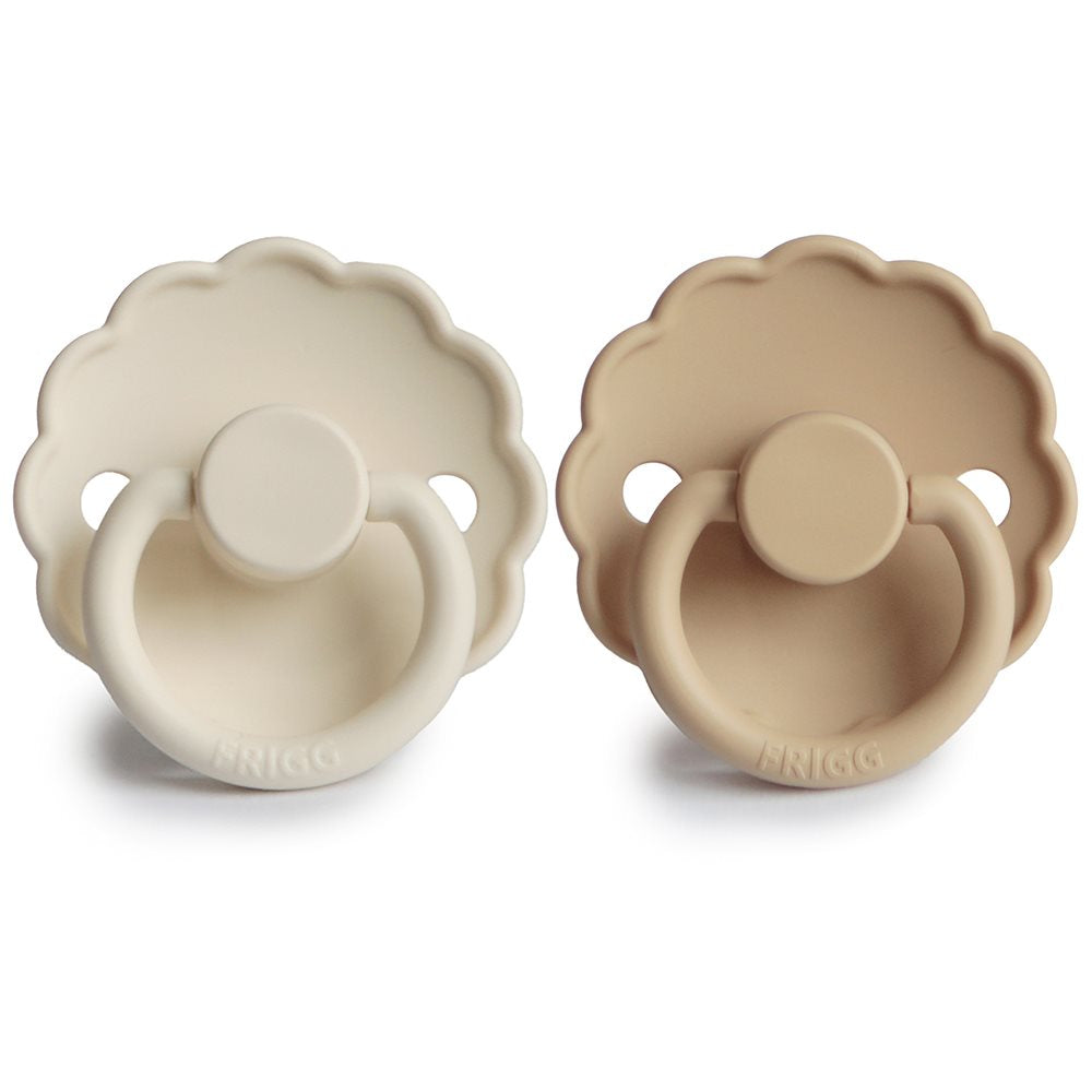 Frigg Daisy Silicone Baby Pacifier 6M - 18M, 2Pack, Cream/Croissant - Size 2 - Laadlee