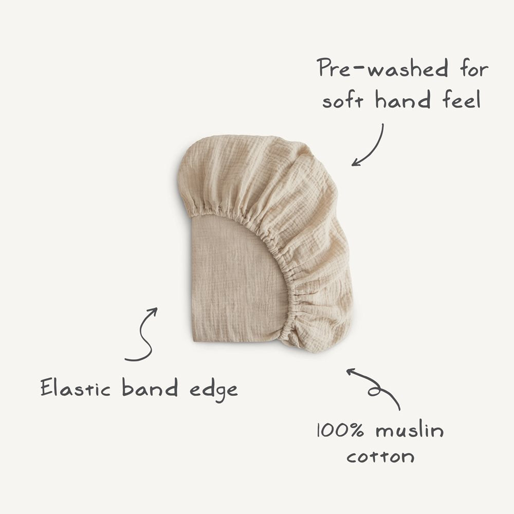 Mushie Crib Sheet Medium Fog - Laadlee