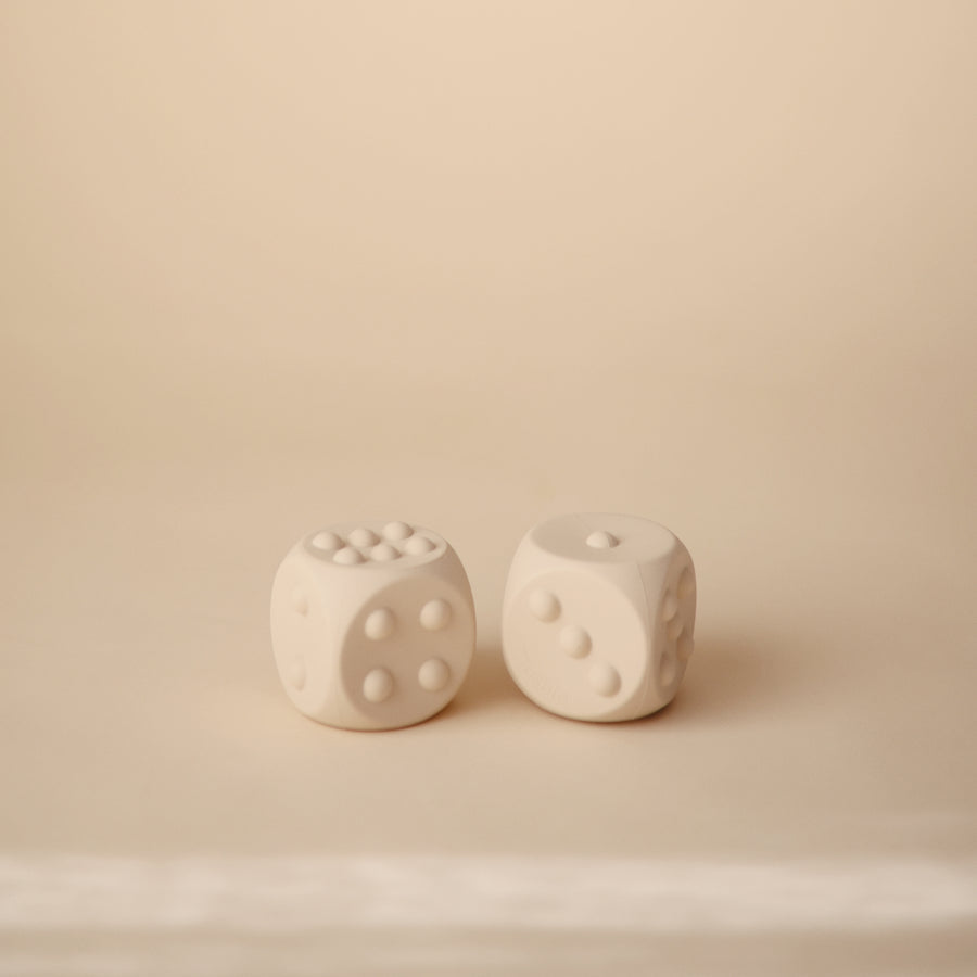 Mushie Dice Press Toy (set of 2) Blush/Shifting Sands - Laadlee