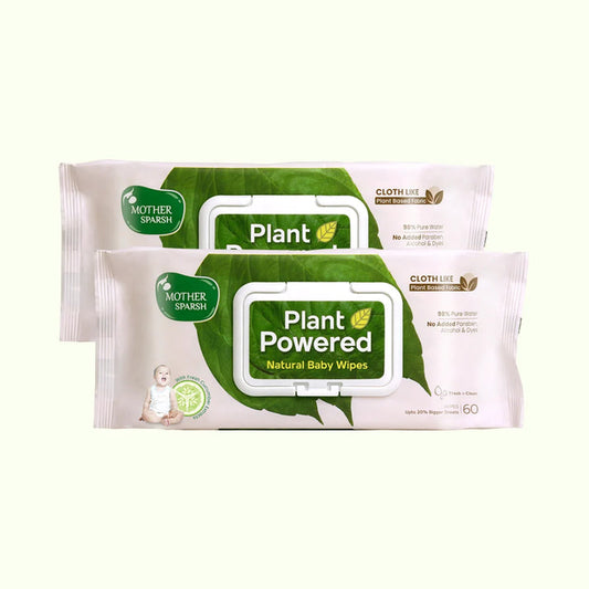 Mother Sparsh Plant Powered Natural Baby Wipes with Fresh Cucumber - 60pcs (Pack of 2)