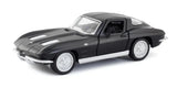 D-Power 1:36 Diecast Chevrolet Corvette Stingray Split Window 1963 Car - Matte Black