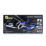 D-Power Helicopter & Sports Car 1:14 Scale Firemen Playset – Blue