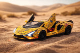 D-Power 1:32 Die-Cast Lamborghini Sian FKP 37 Keith Haring Edition Yellow with Lights & Sound