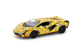 D-Power 1:32 Die-Cast Lamborghini Sian FKP 37 Keith Haring Edition Yellow with Lights & Sound