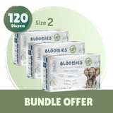 Bloomies Organic Bamboo Baby Diapers Size 2 (3-8kg baby) - 120pcs