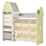 Little Angel Toys Organizer Cabinet With 14 Bins & Hook - Green