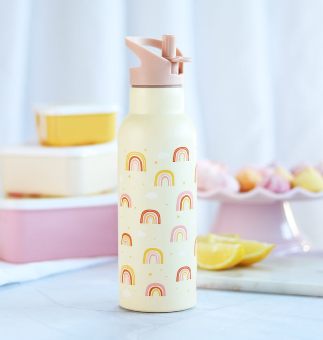 A Little Lovely Company Stainless Steel Water Bottle 500ml - Rainbows