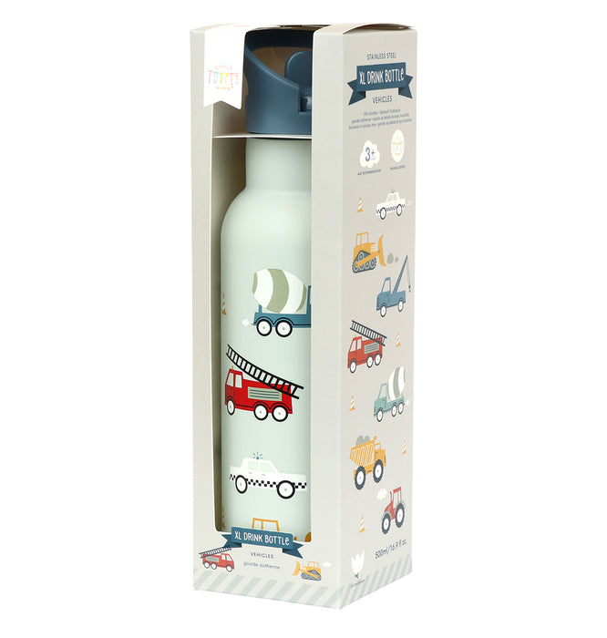 A Little Lovely Company Stainless Steel Water Bottle 500ml - Vehicles