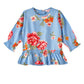 Jelliene Girls Floral Print Peplum Top - Blue