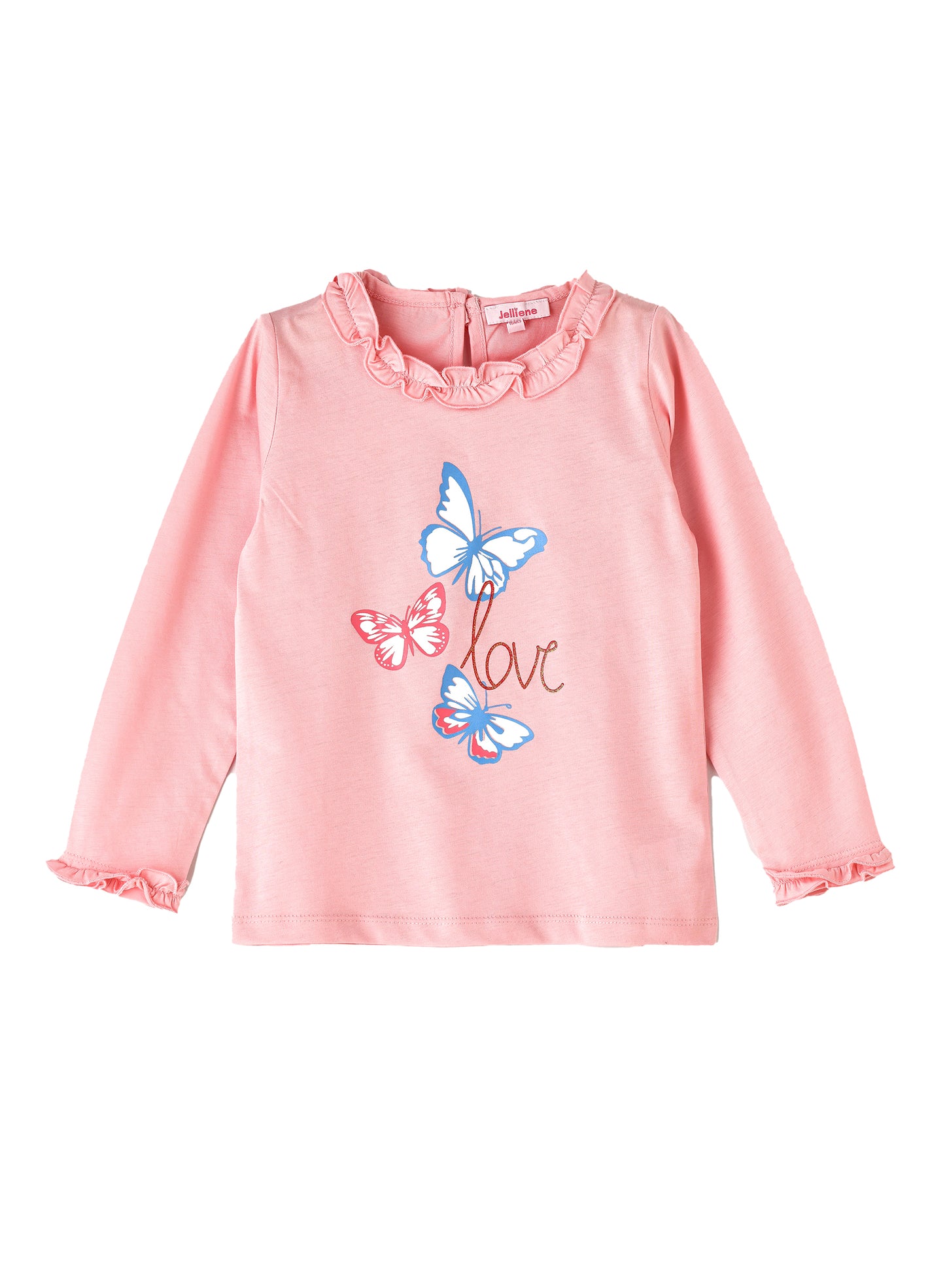 Jelliene Girls Butterfly Graphic Print Top - Pink