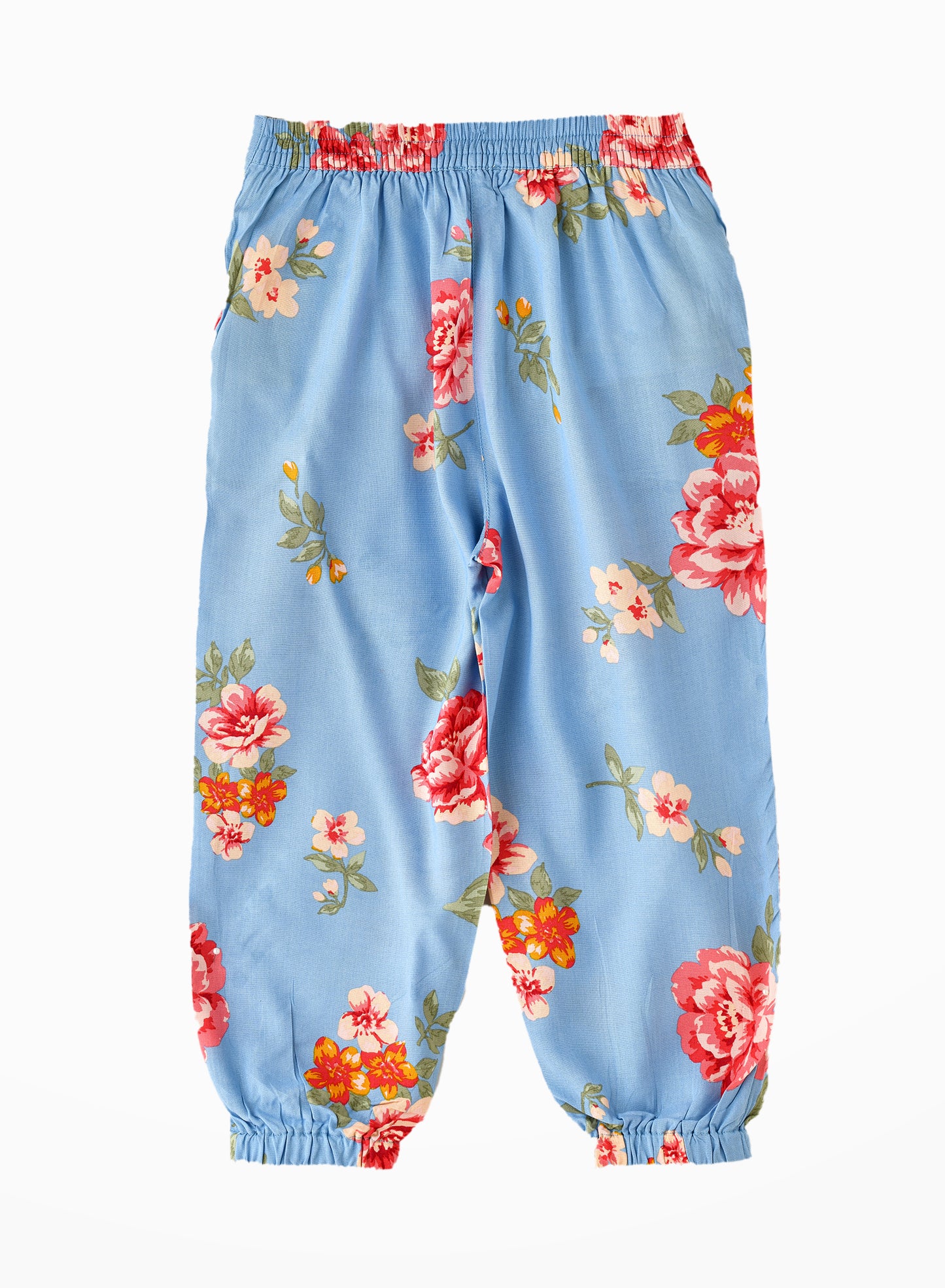 Jelliene Girls Floral Print Harem Pants - Blue