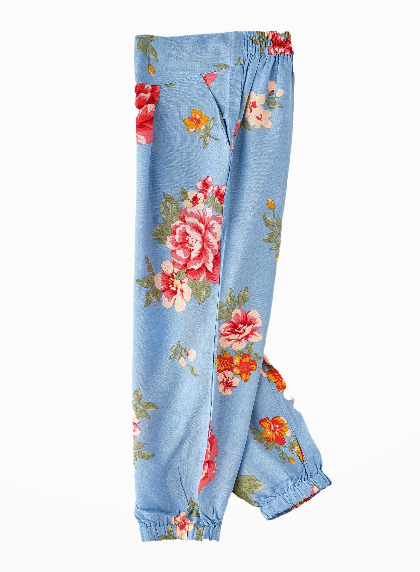 Jelliene Girls Floral Print Harem Pants - Blue