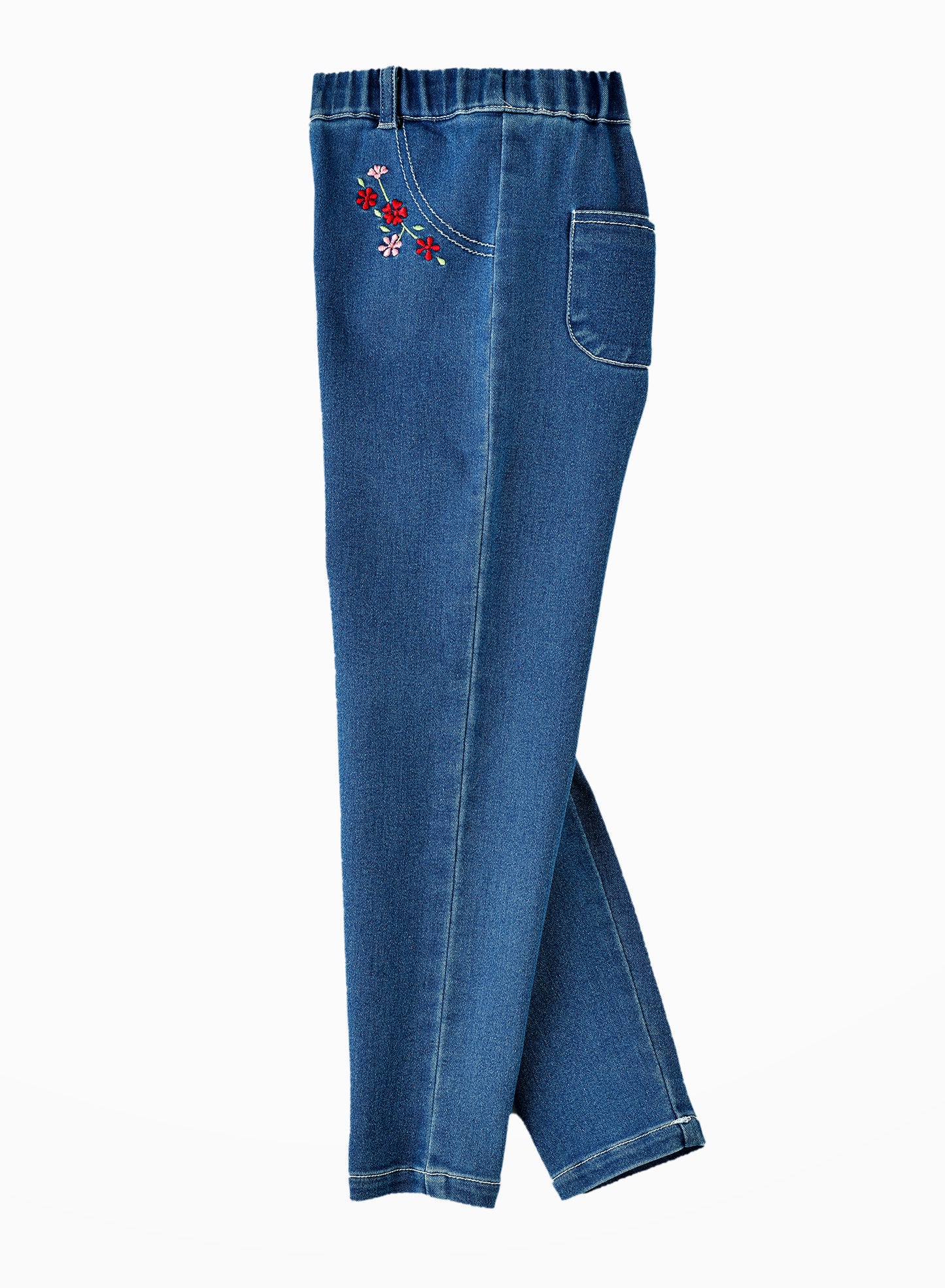 Jelliene Girls Embroidered Denim Leggings - Blue