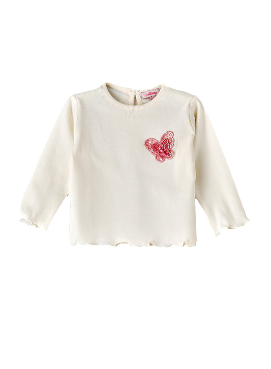 Jelliene Girls Embroidered Long Sleeve Top - White