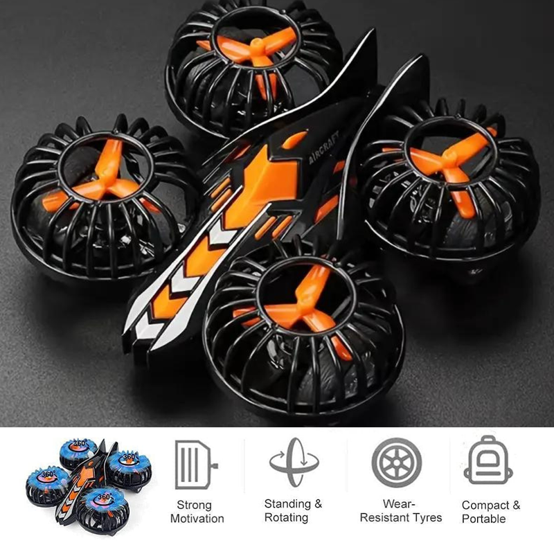 D-Power Friction-Powered Fly Car With Rotating Propellers - Black - Laadlee