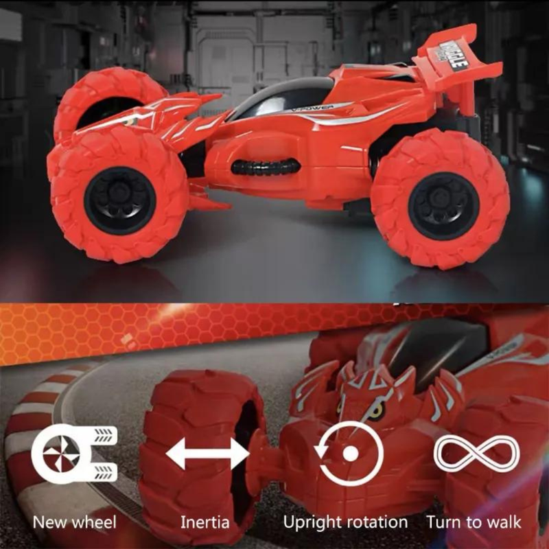 D-Power 360° Rotating Stunts Fiction Inertia Racecar - Red - Laadlee