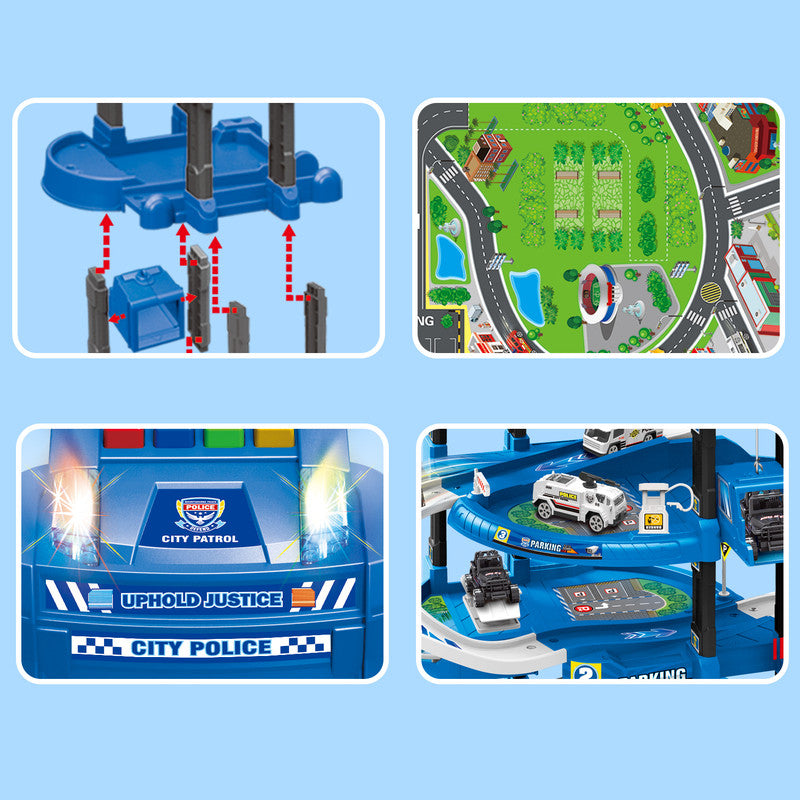 D-Power 5 Storied Police Station DIY Lift Parking Set -  82Pcs - Laadlee