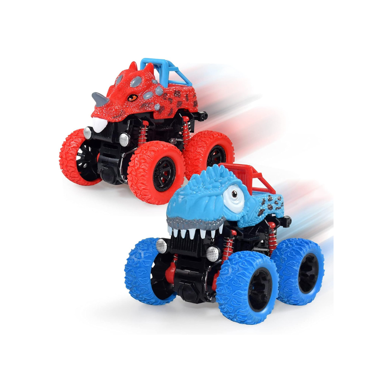 D-Power Inertia Dinosaur Fleet Stunt Cars Toy - Red - Laadlee