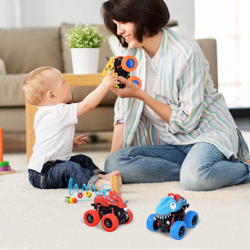 D-Power Inertia Dinosaur Fleet Stunt Cars Toy - Red - Laadlee